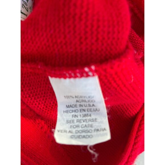 Vintage Izod Red Cardigan Sweater M Acrylic U.S.A. Woman Missing Button - Picture 6 of 10